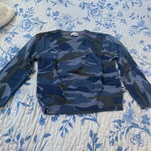 Splendid Blue and Navy Camo Crewneck Sweater